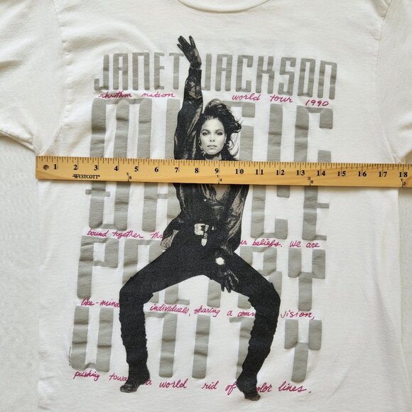RARE Janet Jackson Rhythm Nation 1990 World Tour Vintage Tee Screen Stars Band - Picture 11 of 13